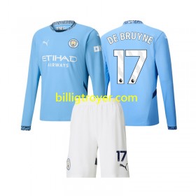 Billige Fotballdrakter Manchester City Kevin De Bruyne 17 Barn Hjemmedraktsett 2024/25 Langermet